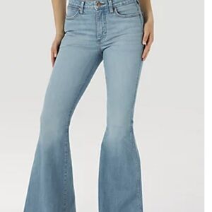 Wrangler Light Blue Flare Jeans - High Rise Wide Leg